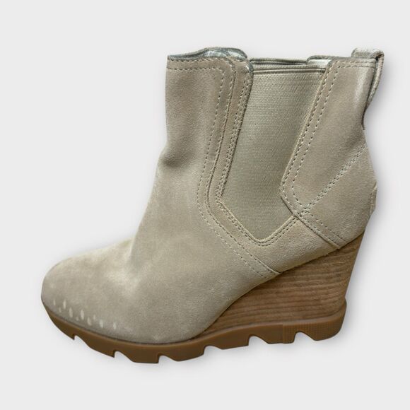 Sorel Joan Uptown Chelsea Wedge Boots Size 7.5 Sandy Tan Suede Waterproof - Picture 5 of 10
